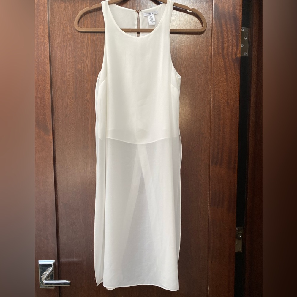 bar III off-white tunic with sheer layer